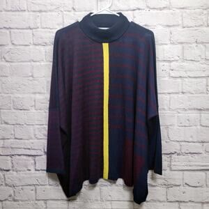 QiQi 100% Baby Alpaca Sweater Oversized Striped Color Block Artsy Luxe Old Money